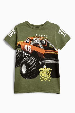 Khaki Monster Truck Printed T-Shirt (3-16yrs)